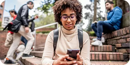 College age student on phone 