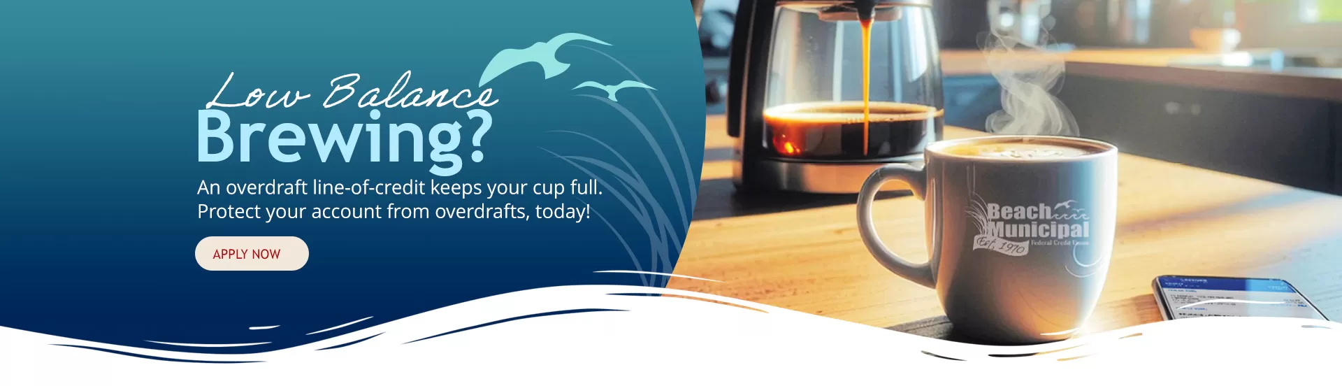 Low Balance Brewing? Protect your account with an overdraft line of credit!